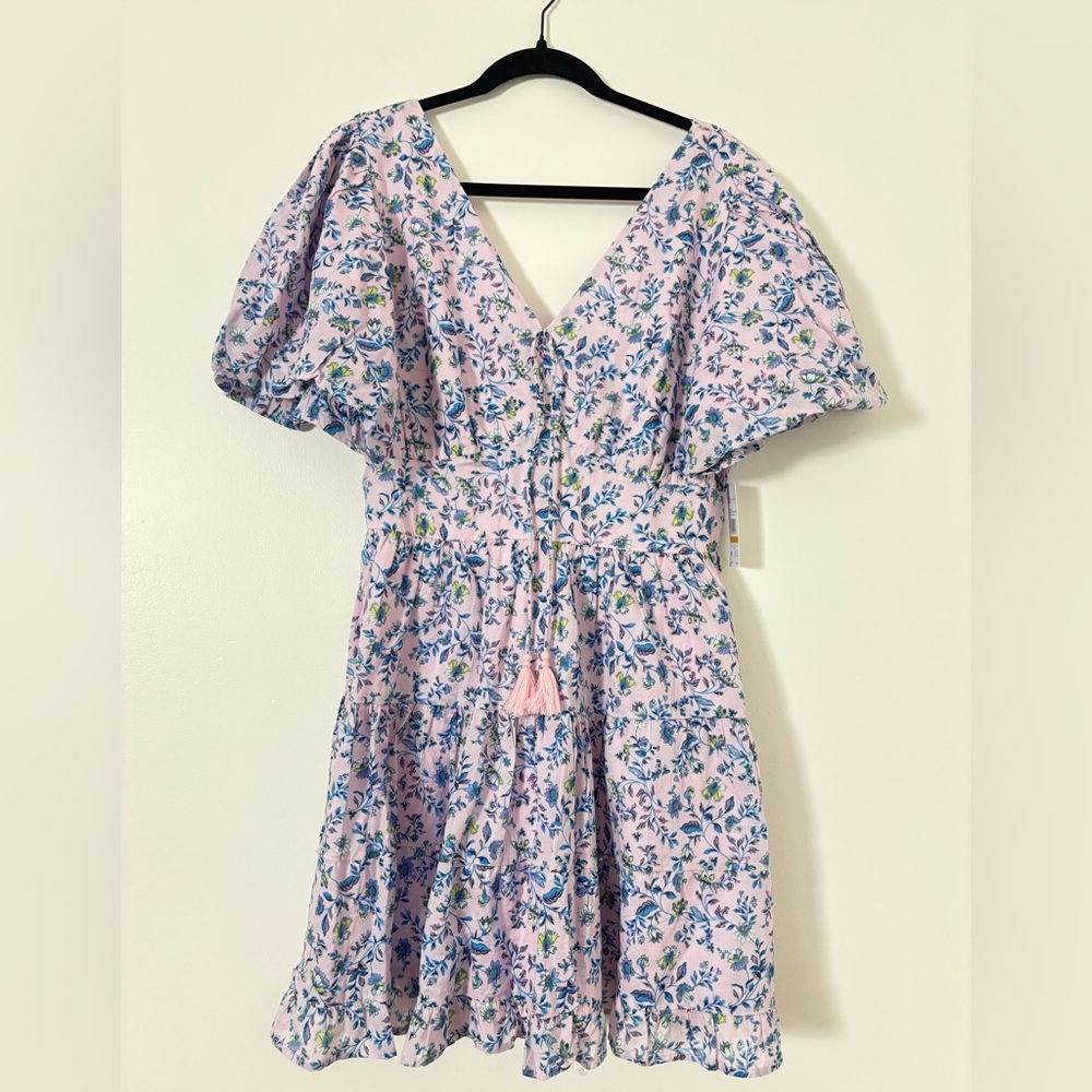 NWT Jessica Simpson Women’s Floral Pink Faeryn tiered short dress Size L